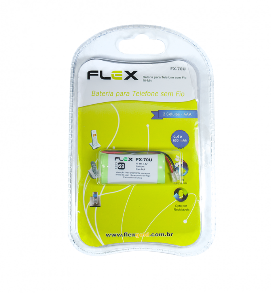 Bateria Telefone Sem Fio 2.4V 600mah 3AAA Universal Tipo 69- Flex FX-70U