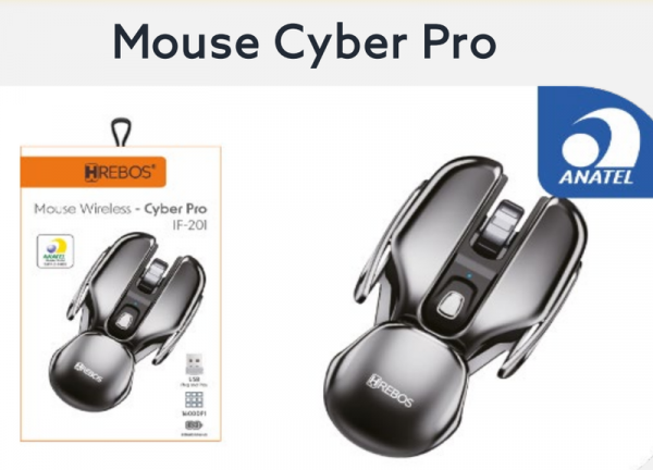 Mouse sem fio recarregável Metalizado Cyber Pro Hrebos HSIF-201