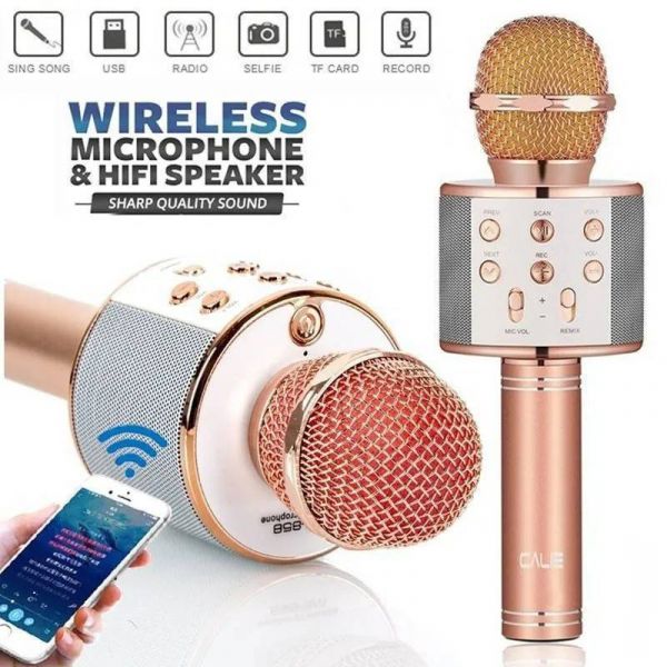 MICROFONE SEM FIO E CAIXA DE SOM BLUETOOTH KARAOKE ALTO-FALANTE CONSENDER TOMATE MT-1036