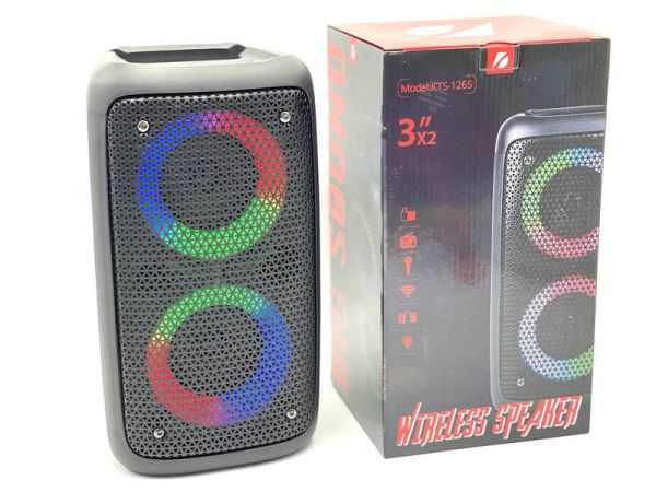 Caixa de Som Super Bass Com 2 Alto-falante Luz RGB Com Entrada de Microfone BIG SOUND KTS-1265