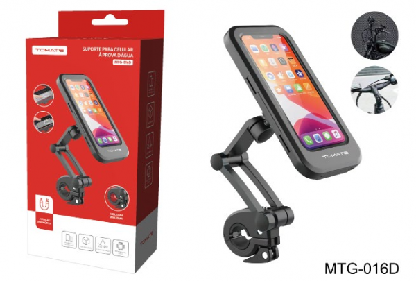 SUPORTE DE CELULAR ATÉ 6.50 POLEGADAS PROVA DA ÁGUA PARA MOTO BICICLETA TOMATE MTG-016D