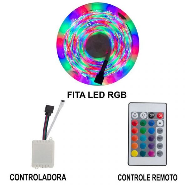 Fita Led 5050 Rgb Colorida 5M 16 Cores Luz Rolo + Controle