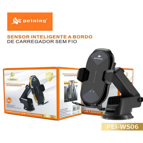 Suporte Veicular Sensor Automático Carregador Sem Fio 15W PEINING PEI-WS06