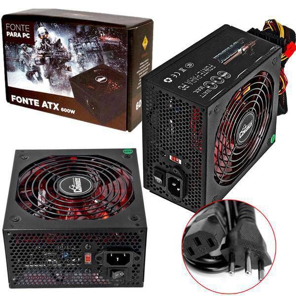 Fonte de alimentação Gamer para PC ATX600W Knup Cowboy KP-535