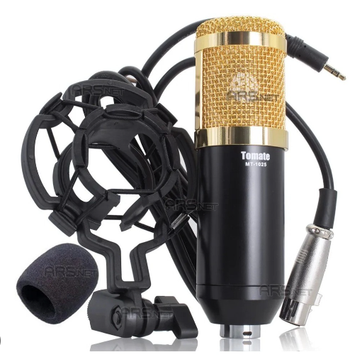 Microfone Condensador Profissional Pro Audio Studio Gravação De Som TOMATE MT-1025