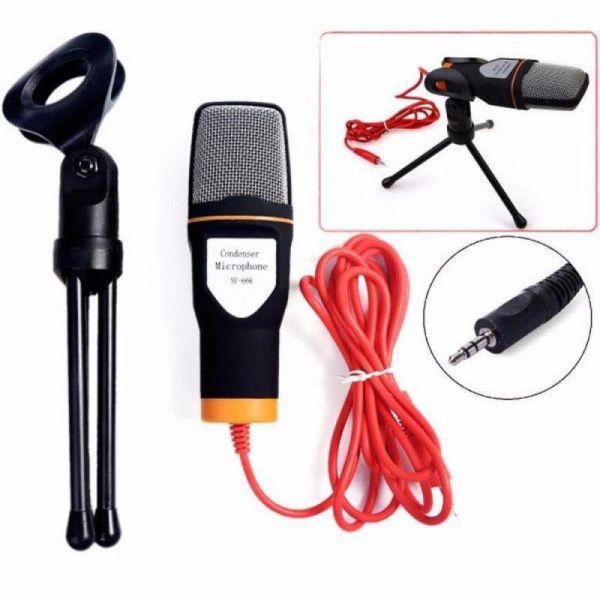 Microfone Condensador P2 P/ Celular PC + Suporte Tomate MT-020