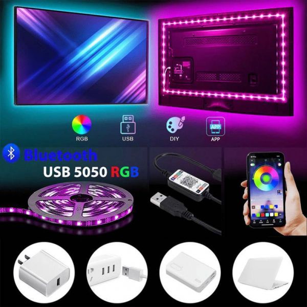 Fita De LED 5050 RGB 5M Controle De Som Música Ligação USB Efeito Interativo PEINING PEI-P-5051-5